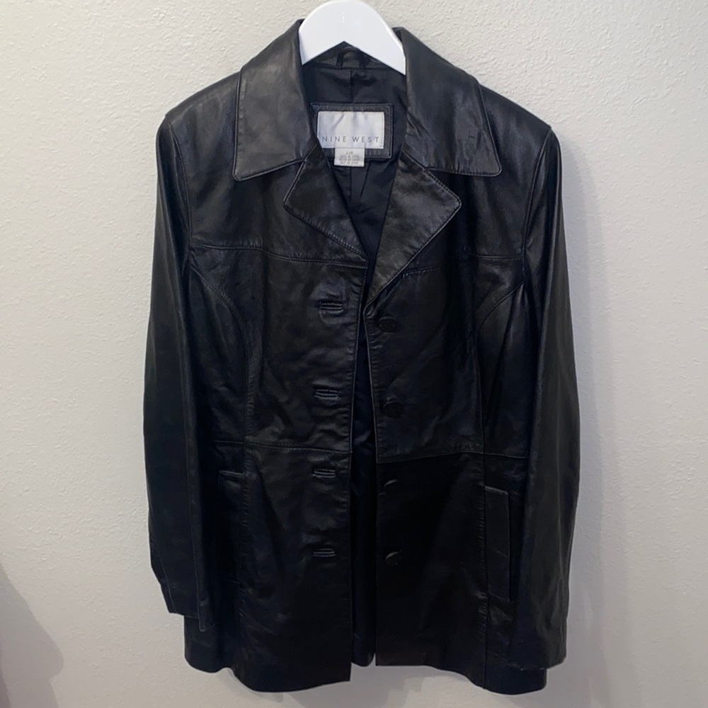 Vintage Nine West Leather Jacket Genuine black‎ Size 12 Large